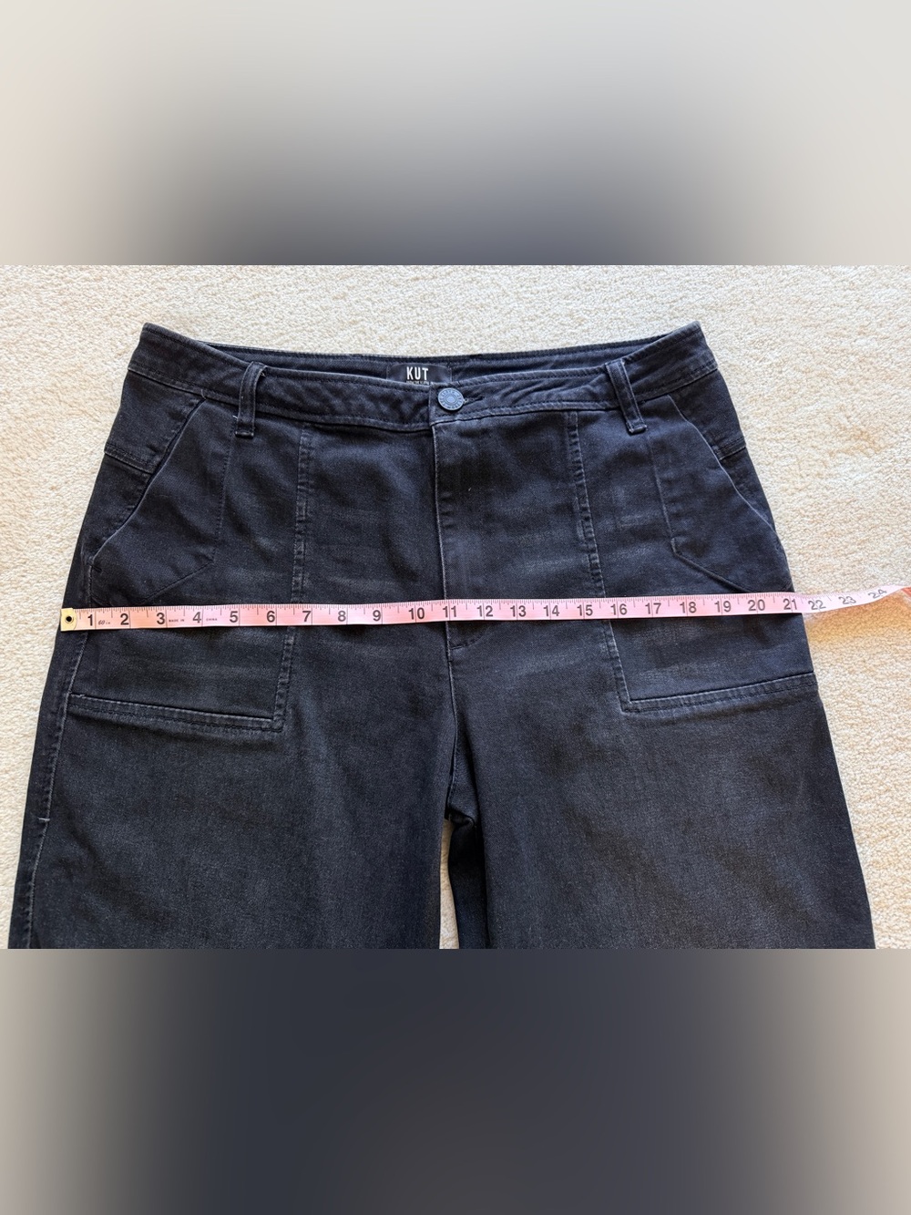 Evereve KUT from the Kloth Ashton Barrel Leg Jeans Black Sz 12 High Rise Denim - Picture 6 of 9